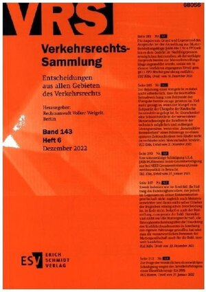 Buchcover Verkehrsrechts-Sammlung (VRS) / Verkehrsrechts-Sammlung (VRS) Band 143  | EAN 9783503236251 | ISBN 3-503-23625-2 | ISBN 978-3-503-23625-1