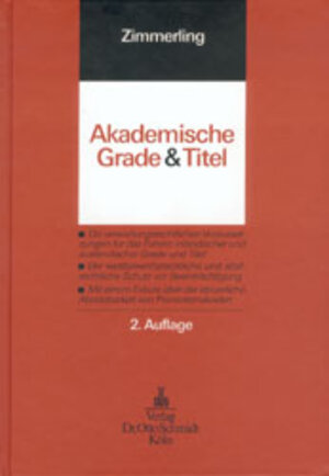 Buchcover Akademische Grade und Titel | Wolfgang Zimmerling | EAN 9783504061210 | ISBN 3-504-06121-9 | ISBN 978-3-504-06121-0