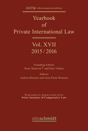 Buchcover Yearbook of Private International Law Vol. XVII – 2015/2016  | EAN 9783504080099 | ISBN 3-504-08009-4 | ISBN 978-3-504-08009-9