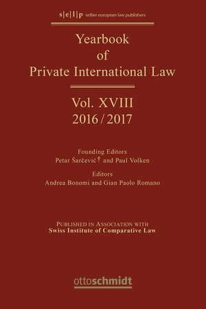 Buchcover Yearbook of Private International Law Vol. XVIII – 2016/2017  | EAN 9783504080129 | ISBN 3-504-08012-4 | ISBN 978-3-504-08012-9