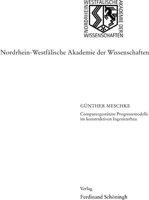 Buchcover Computergestützte Prognosemodelle im konstruktiven Ingenieurbau | Günther Meschke | EAN 9783506756831 | ISBN 3-506-75683-4 | ISBN 978-3-506-75683-1