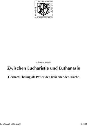 Buchcover Zwischen Eucharistie und Euthanasie | Albrecht Beutel | EAN 9783506776877 | ISBN 3-506-77687-8 | ISBN 978-3-506-77687-7