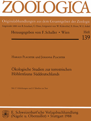 Buchcover Ökologische Studien zur terrestrischen Höhlenfauna Süddeutschlands | Harald Plachter | EAN 9783510550258 | ISBN 3-510-55025-0 | ISBN 978-3-510-55025-8