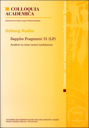 Buchcover Sappho Fragment 31 (LP) | Gyburg Radke-Uhlmann | EAN 9783515088329 | ISBN 3-515-08832-6 | ISBN 978-3-515-08832-9