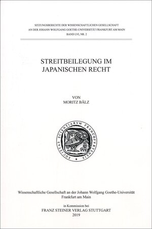 Buchcover Streitbeilegung im Japanischen Recht | Moritz Bälz | EAN 9783515124881 | ISBN 3-515-12488-8 | ISBN 978-3-515-12488-1