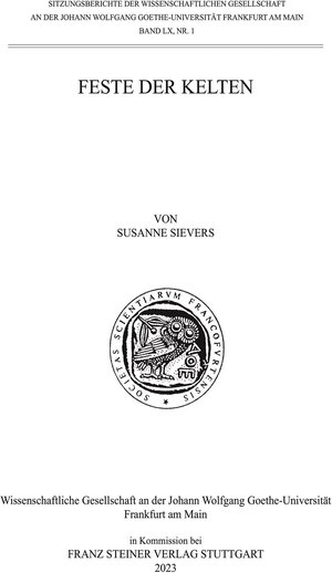 Buchcover Feste der Kelten | Susanne Sievers | EAN 9783515135320 | ISBN 3-515-13532-4 | ISBN 978-3-515-13532-0