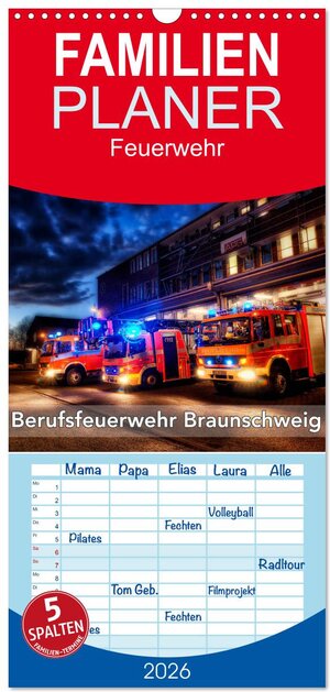 Buchcover Familienplaner 2026 - Berufsfeuerwehr Braunschweig mit 5 Spalten (Wandkalender, 21 x 45 cm) CALVENDO | Markus Will | EAN 9783516511017 | ISBN 3-516-51101-X | ISBN 978-3-516-51101-7