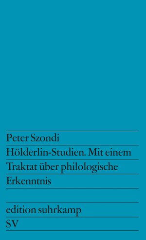 Buchcover Hölderlin-Studien | Peter Szondi | EAN 9783518103791 | ISBN 3-518-10379-2 | ISBN 978-3-518-10379-1