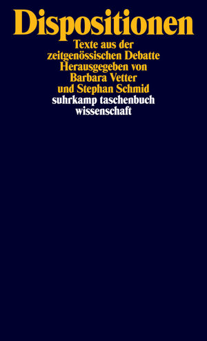 Buchcover Dispositionen  | EAN 9783518296929 | ISBN 3-518-29692-2 | ISBN 978-3-518-29692-9