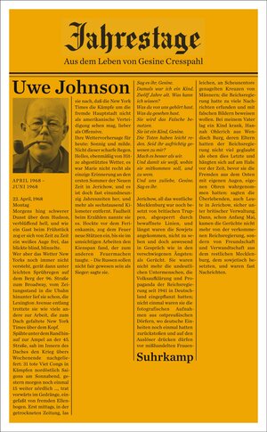 Buchcover Jahrestage 3 | Uwe Johnson | EAN 9783518464533 | ISBN 3-518-46453-1 | ISBN 978-3-518-46453-3