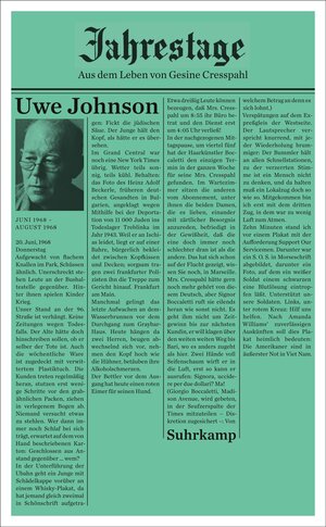 Buchcover Jahrestage 4 | Uwe Johnson | EAN 9783518464540 | ISBN 3-518-46454-X | ISBN 978-3-518-46454-0