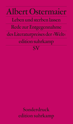 Buchcover Leben und sterben lassen | Albert Ostermaier | EAN 9783518783207 | ISBN 3-518-78320-3 | ISBN 978-3-518-78320-7