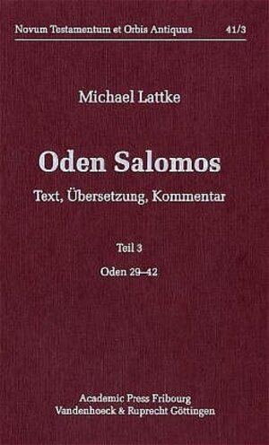 Buchcover Oden Salomos. Teil 3 | Michael Lattke | EAN 9783525539576 | ISBN 3-525-53957-6 | ISBN 978-3-525-53957-6