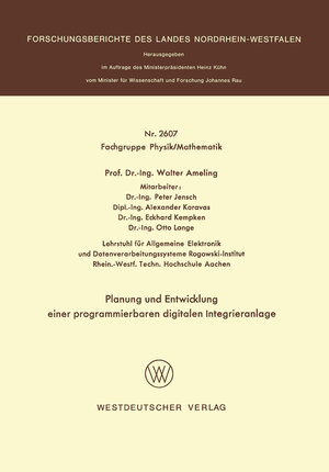 Buchcover Planung und Entwicklung einer programmierbaren digitalen Integrieranlage | Walter Ameling | EAN 9783531026077 | ISBN 3-531-02607-0 | ISBN 978-3-531-02607-7