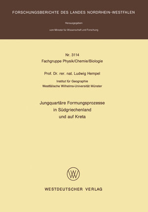 Buchcover Jungquartäre Formungsprozesse in Südgriechenland und auf Kreta | Ludwig Hempel | EAN 9783531031149 | ISBN 3-531-03114-7 | ISBN 978-3-531-03114-9