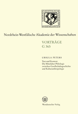 Buchcover Text und Kontext: Die Mittelalter-Philologie zwischen Gesellschftsgeschichte und Kulturanthropologie | Ursula Peters | EAN 9783531073651 | ISBN 3-531-07365-6 | ISBN 978-3-531-07365-1