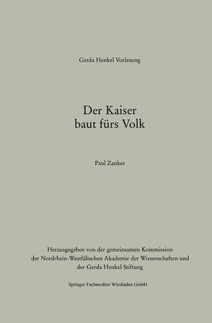 Buchcover Der Kaiser baut fürs Volk | Paul Zanker | EAN 9783531119687 | ISBN 3-531-11968-0 | ISBN 978-3-531-11968-7