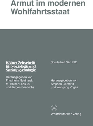 Buchcover Armut im modernen Wohlfahrtsstaat | Stephan Leibfried | EAN 9783531123141 | ISBN 3-531-12314-9 | ISBN 978-3-531-12314-1