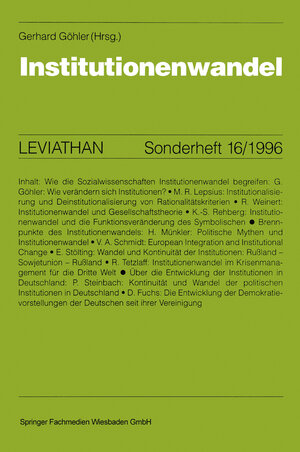 Buchcover Institutionenwandel | EAN 9783531129365 | ISBN 3-531-12936-8 | ISBN 978-3-531-12936-5