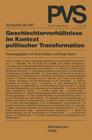Buchcover Geschlechterverhältnisse im Kontext politischer Transformation  | EAN 9783531130941 | ISBN 3-531-13094-3 | ISBN 978-3-531-13094-1