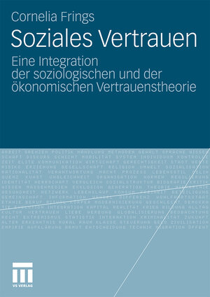 Buchcover Soziales Vertrauen | Cornelia Frings | EAN 9783531172552 | ISBN 3-531-17255-7 | ISBN 978-3-531-17255-2