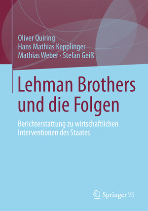 Buchcover Lehman Brothers und die Folgen | Oliver Quiring | EAN 9783531192932 | ISBN 3-531-19293-0 | ISBN 978-3-531-19293-2