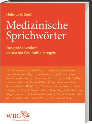 Buchcover Medizinische Sprichwörter | Helmut Seidl | EAN 9783534245239 | ISBN 3-534-24523-7 | ISBN 978-3-534-24523-9