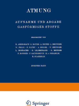 Buchcover Atmung | K. Amersbach | EAN 9783540010210 | ISBN 3-540-01021-1 | ISBN 978-3-540-01021-0
