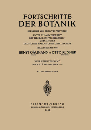 Buchcover Bericht Über das Jahr 1951 | Ernst Gäumann | EAN 9783540016946 | ISBN 3-540-01694-5 | ISBN 978-3-540-01694-6