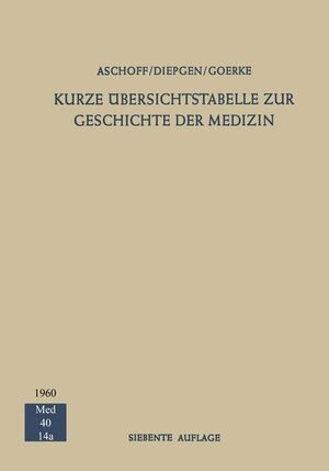 Buchcover Kurze Übersichtstabelle zur Geschichte der Medizin | Ludwig Aschoff | EAN 9783540024989 | ISBN 3-540-02498-0 | ISBN 978-3-540-02498-9