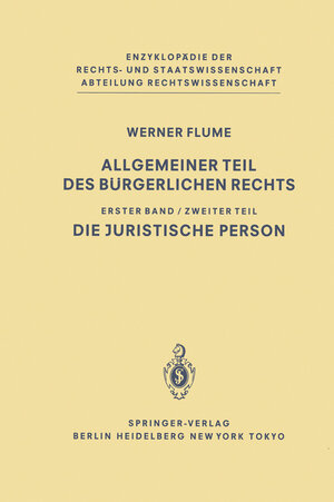Buchcover Allgemeiner Teil des Bürgerlichen Rechts | Werner Flume | EAN 9783540126010 | ISBN 3-540-12601-5 | ISBN 978-3-540-12601-0