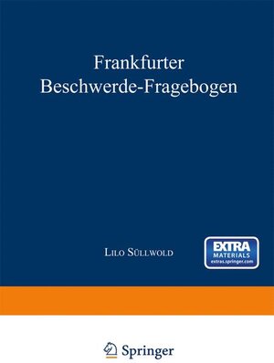 Buchcover Frankfurter Beschwerde-Fragebogen | Lilo Süllwold | EAN 9783540170815 | ISBN 3-540-17081-2 | ISBN 978-3-540-17081-5