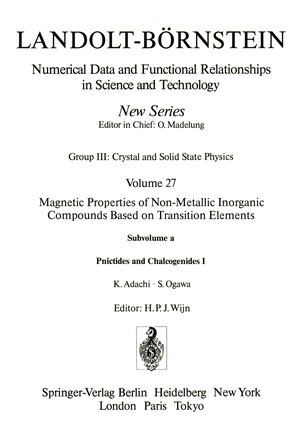 Buchcover Pnictides and Chalcogenides I / Pnictide und Chalkogenide I | K. Adachi | EAN 9783540187516 | ISBN 3-540-18751-0 | ISBN 978-3-540-18751-6