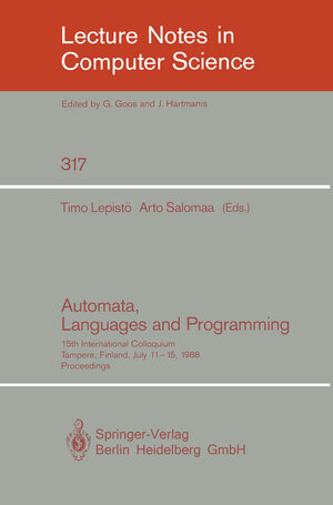 Buchcover Automata, Languages and Programming  | EAN 9783540194880 | ISBN 3-540-19488-6 | ISBN 978-3-540-19488-0