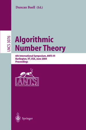 Buchcover Algorithmic Number Theory | EAN 9783540248477 | ISBN 3-540-24847-1 | ISBN 978-3-540-24847-7
