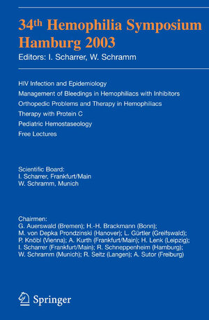 Buchcover 34th Hemophilia Symposium Hamburg 2003  | EAN 9783540270225 | ISBN 3-540-27022-1 | ISBN 978-3-540-27022-5