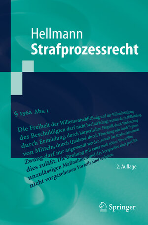 Buchcover Strafprozessrecht | Uwe Hellmann | EAN 9783540282822 | ISBN 3-540-28282-3 | ISBN 978-3-540-28282-2