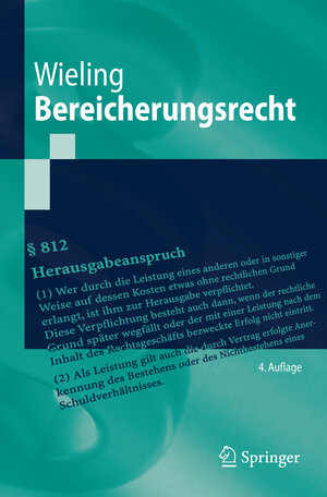 Buchcover Bereicherungsrecht | Hans Josef Wieling | EAN 9783540369271 | ISBN 3-540-36927-9 | ISBN 978-3-540-36927-1