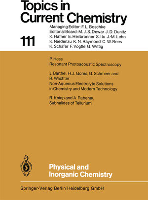 Buchcover Physical and Inorganic Chemistry | J. Barthel | EAN 9783540395249 | ISBN 3-540-39524-5 | ISBN 978-3-540-39524-9