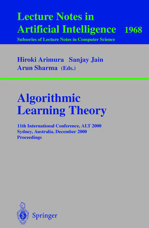 Buchcover Algorithmic Learning Theory  | EAN 9783540412373 | ISBN 3-540-41237-9 | ISBN 978-3-540-41237-3