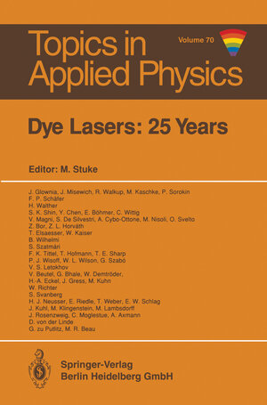 Buchcover Dye Lasers: 25 Years  | EAN 9783540466055 | ISBN 3-540-46605-3 | ISBN 978-3-540-46605-5