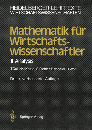 Buchcover Mathematik für Wirtschaftswissenschaftler | Tomas Gal | EAN 9783540537342 | ISBN 3-540-53734-1 | ISBN 978-3-540-53734-2