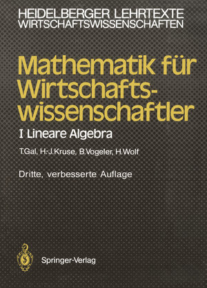 Buchcover Mathematik für Wirtschaftswissenschaftler | Tomas Gal | EAN 9783540537359 | ISBN 3-540-53735-X | ISBN 978-3-540-53735-9