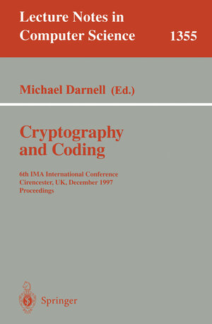 Buchcover Cryptography and Coding | EAN 9783540639275 | ISBN 3-540-63927-6 | ISBN 978-3-540-63927-5