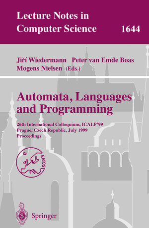 Buchcover Automata, Languages and Programming | EAN 9783540662242 | ISBN 3-540-66224-3 | ISBN 978-3-540-66224-2