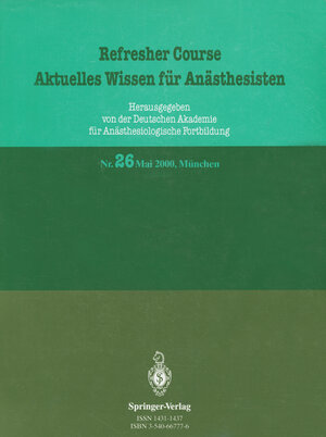 Buchcover Refresher Course Aktuelles Wissen für Anästhesisten | Reinhard Purschke | EAN 9783540667773 | ISBN 3-540-66777-6 | ISBN 978-3-540-66777-3