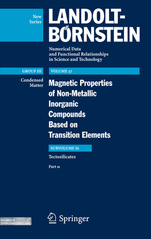 Buchcover Magnetic Properties of Tectosilicates I | Emil Burzo | EAN 9783540699460 | ISBN 3-540-69946-5 | ISBN 978-3-540-69946-0