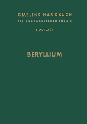 Buchcover Beryllium | R. J. Meyer | EAN 9783540930228 | ISBN 3-540-93022-1 | ISBN 978-3-540-93022-8