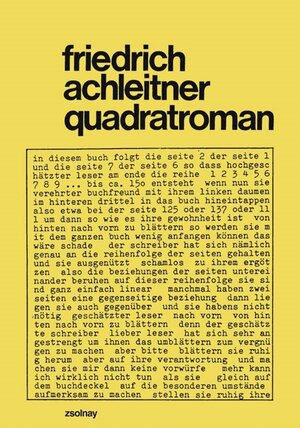 Buchcover quadratroman | Friedrich Achleitner | EAN 9783552054196 | ISBN 3-552-05419-7 | ISBN 978-3-552-05419-6