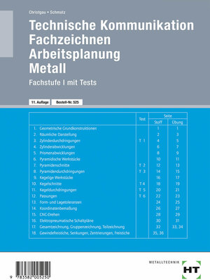 Technische Kommunikation, Fachzeichnen, Arbeitsplanung Metall, Fachstufe